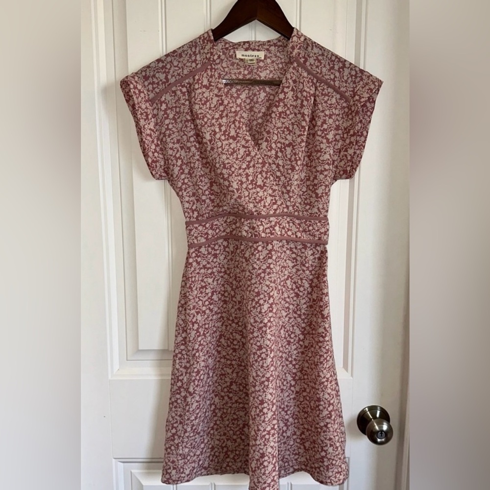Monteau Pink Floral Midi Dress